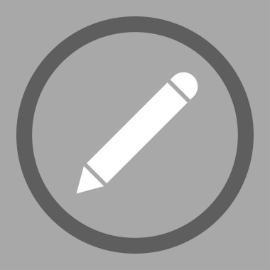 Pencil flat dark gray and white colors rounded vector icon