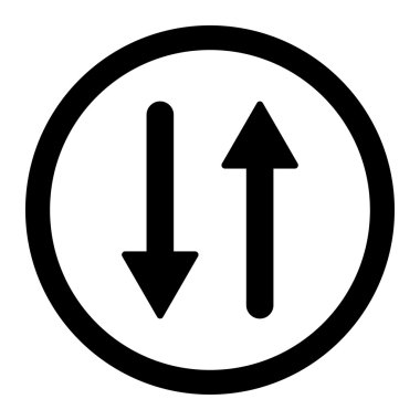 Oklar Karşılıklı Dikey düz siyah renkli yuvarlak vektör simgesi