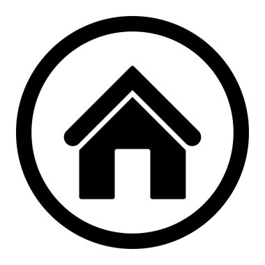 Ev düz siyah renkli yuvarlak vektör simgesi