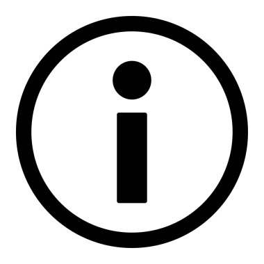 Bilgi düz siyah renkli yuvarlak vektör simgesi