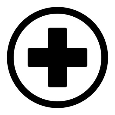 Plus flat black color rounded vector icon