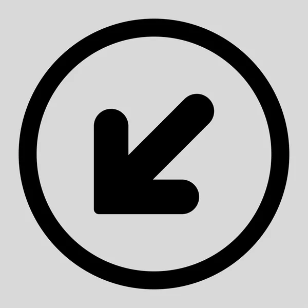 Arrow Down Left flat black color rounded vector icon — ストックベクタ