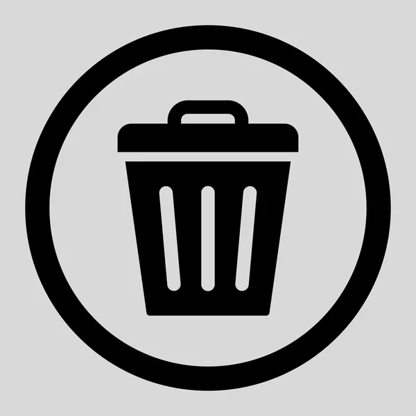 Trash Can flat black color rounded vector icon — ストックベクタ