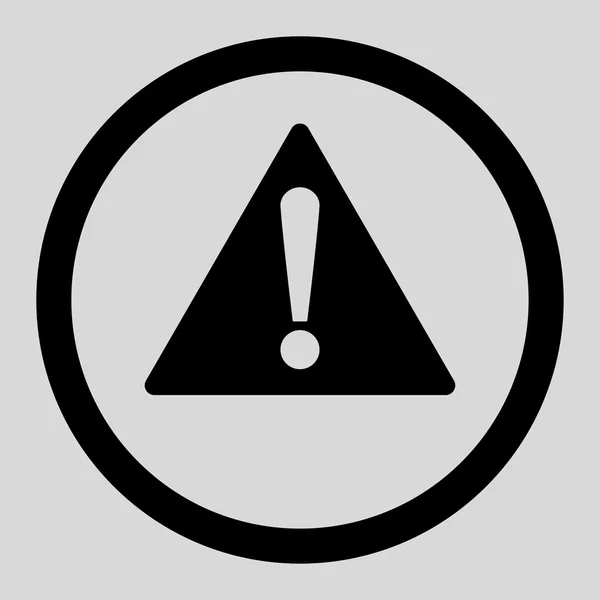 Warning flat black color rounded vector icon — Stock Vector