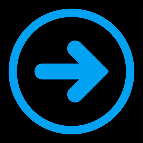 Šipka doprava plochá modré barvy zaoblené vektorové ikony — Stockový vektor