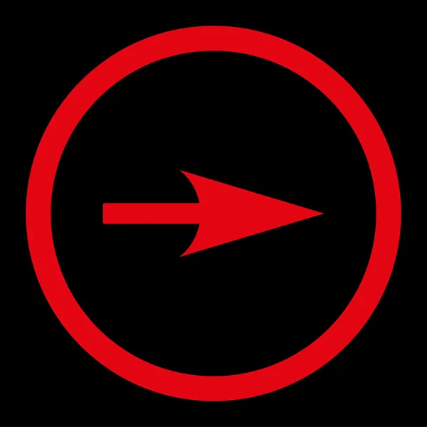 Pfeilachse x flache rote Farbe abgerundetes Vektorsymbol — Stockvektor