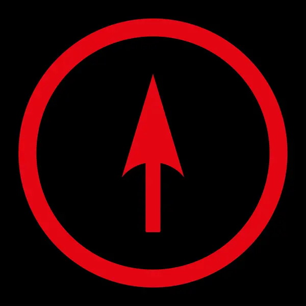 Flecha eje Y plano color rojo redondeado vector icono — Vector de stock