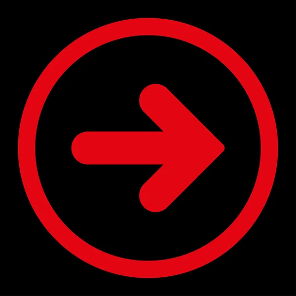 Šipka doprava byt červené barvy zaoblené vektorové ikony — Stockový vektor