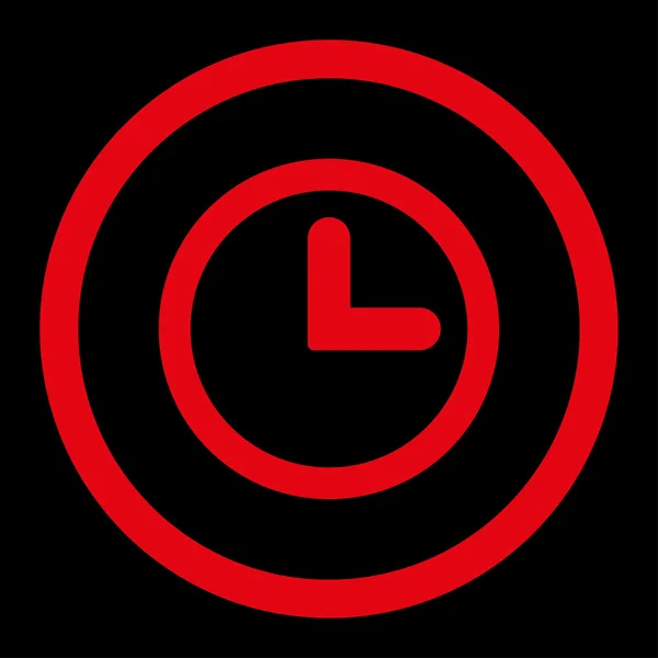 Clock flat red color rounded vector icon — Stock Vector