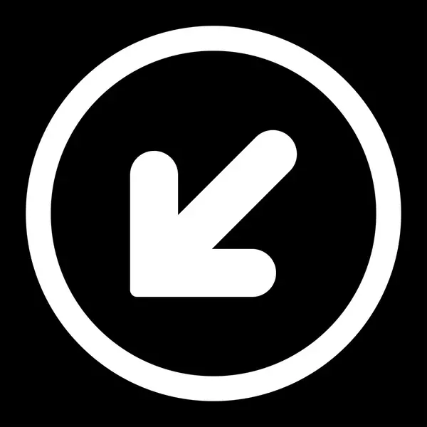 Arrow Down Left flat white color rounded vector icon — ストックベクタ