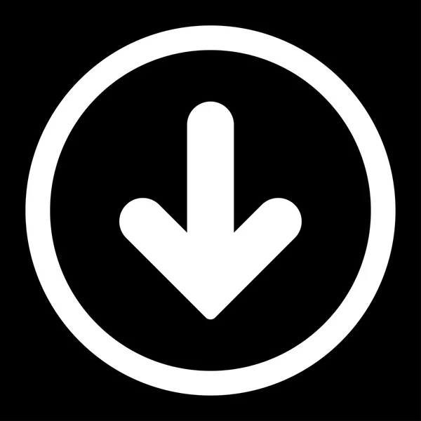 Arrow Down flat white color rounded vector icon — Διανυσματικό Αρχείο