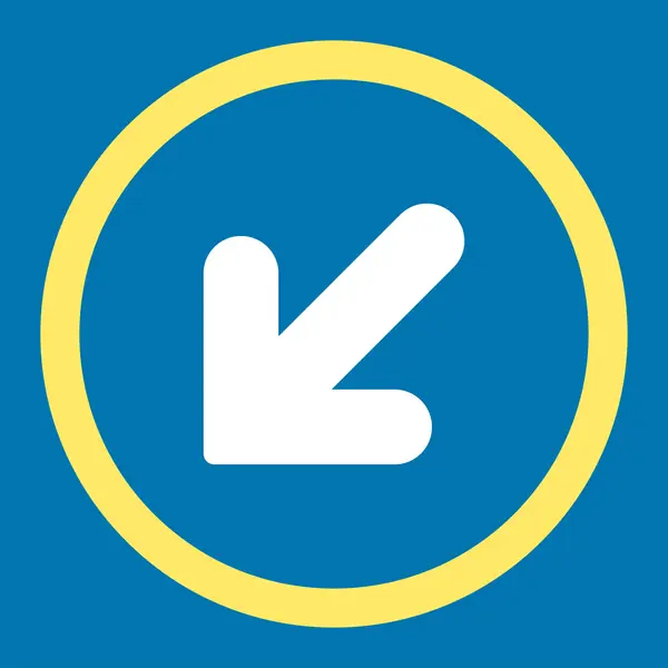 Arrow Down Left flat yellow and white colors rounded vector icon — Stockový vektor