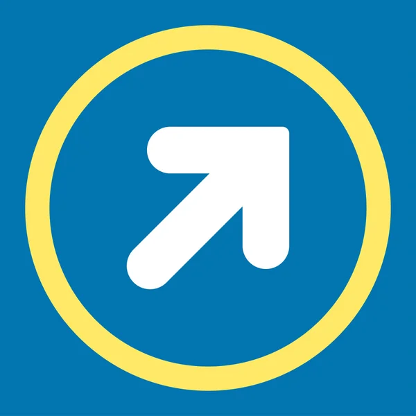 Flecha arriba Derecha plana amarilla y blanca colores redondeados vector icono — Vector de stock