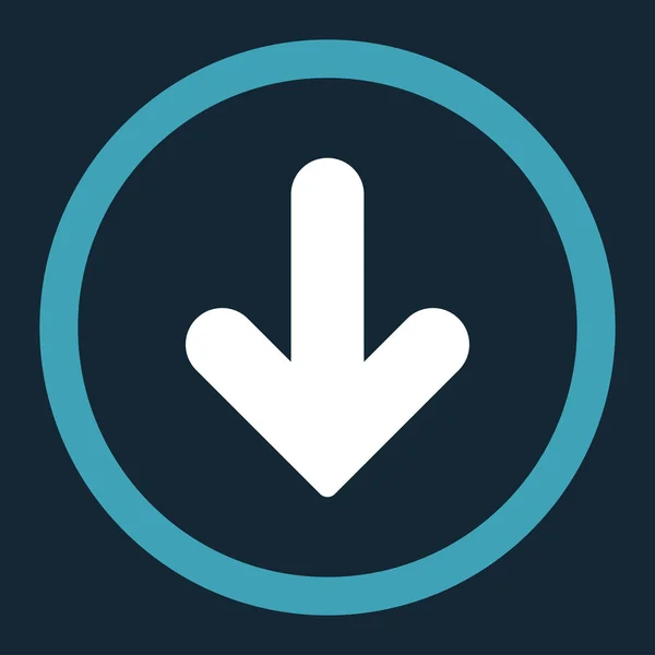 Arrow Down flat blue and white colors rounded vector icon — Διανυσματικό Αρχείο