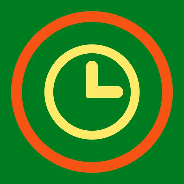 Horloge couleurs plates orange et jaune icône vectorielle arrondie — Image vectorielle