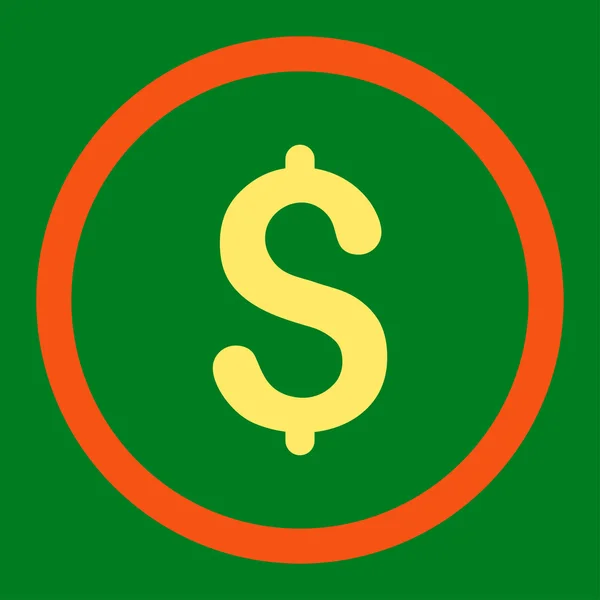 Dollar flat orange and yellow colors rounded vector icon — Stock vektor