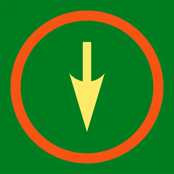 Sharp Down Arrow flat orange and yellow colors rounded vector icon — Wektor stockowy