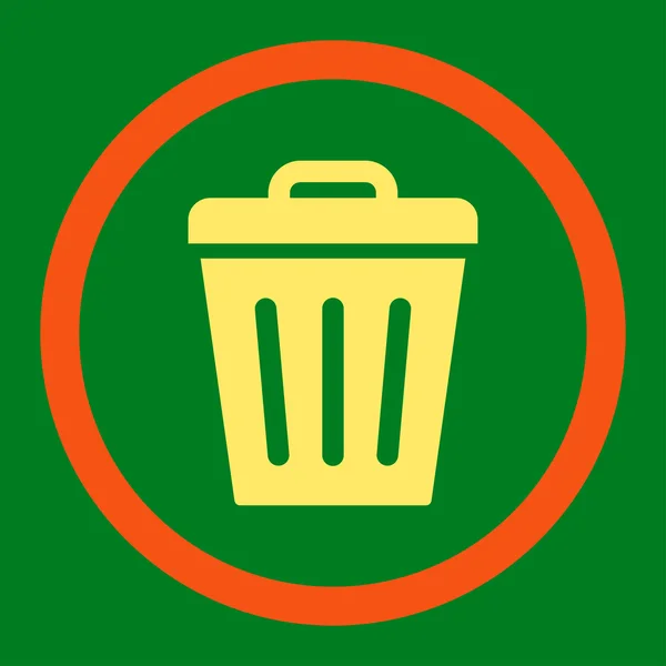 Trash Can flat orange and yellow colors rounded vector icon — 스톡 벡터