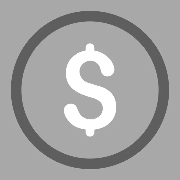 Dólar plano gris oscuro y blanco colores redondeados vector icono — Vector de stock