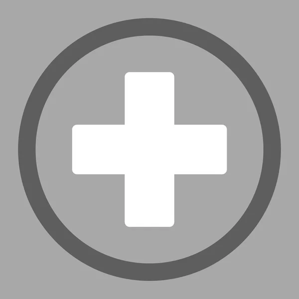 Plus flat dark gray and white colors rounded vector icon — 스톡 벡터