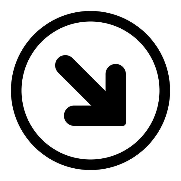 Arrow Down Right flat black color rounded vector icon — ストックベクタ