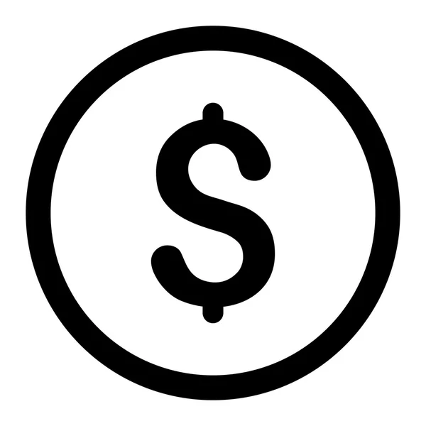 Dollar flat black color rounded vector icon — Διανυσματικό Αρχείο