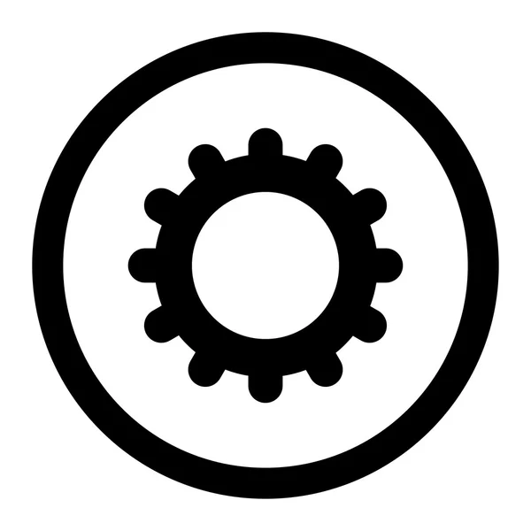 Gear platte zwarte kleur afgeronde vector pictogram — Stockvector