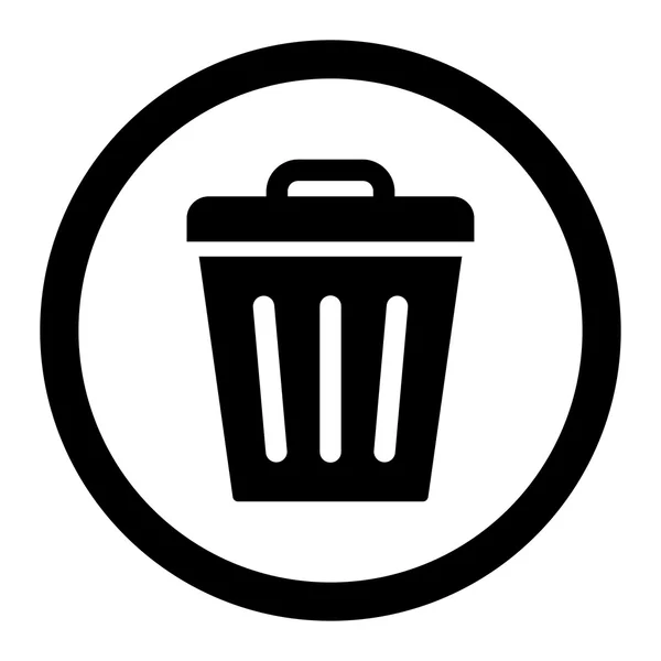 Trash Can flat black color rounded vector icon — Wektor stockowy