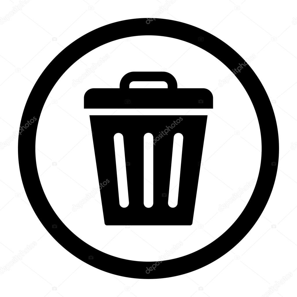 Trash Can Flat Black Color Rounded Vector Icon ストックベクター C Ahasoft