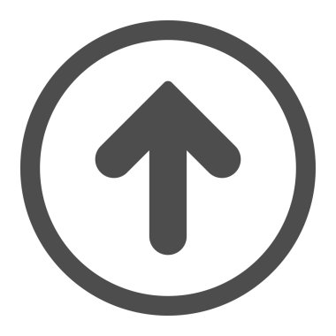 Ok yukarı düz gri yuvarlak renkli raster simgesi