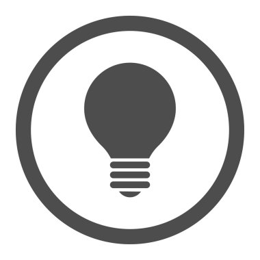 Elektrikli ampul düz gri renk yuvarlak raster simgesi