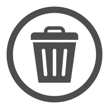 Çöp Can düz gri renk yuvarlak raster simgesi