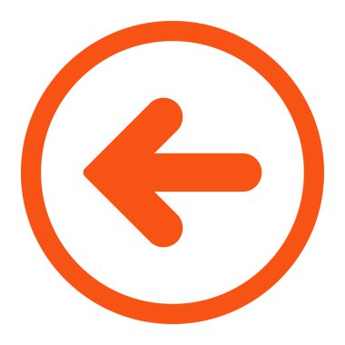 Ok sol düz turuncu yuvarlak renkli raster simgesi