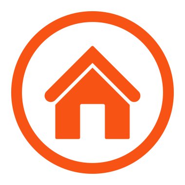 Ev düz turuncu renk yuvarlak raster simgesini