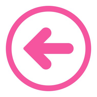 Ok sol düz pembe renk yuvarlak raster simgesi