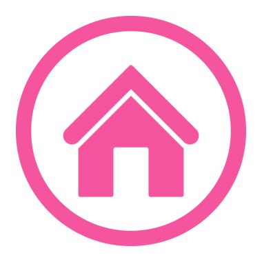 Ev düz pembe renkli yuvarlak raster simgesini