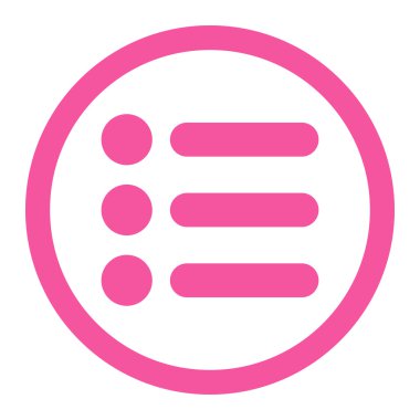 Öğeleri düz pembe renk yuvarlak raster simgesi