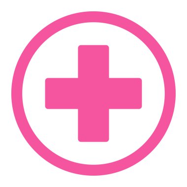 Artı düz pembe renkli raster simgesi yuvarlak