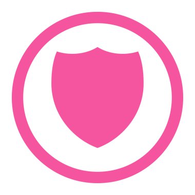 Kalkan düz pembe yuvarlak renkli raster simgesi