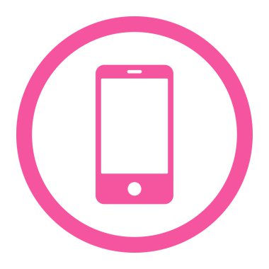 Smartphone düz pembe renk yuvarlak raster simgesi
