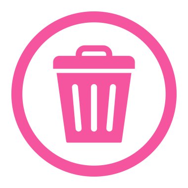 Çöp Can düz yuvarlak pembe renkli raster simgesi
