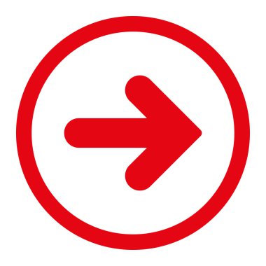 Ok sağ düz kırmızı yuvarlak renkli raster simgesi