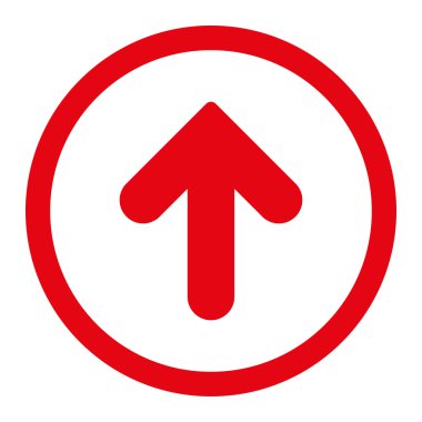 Ok yukarı düz kırmızı yuvarlak renkli raster simgesi