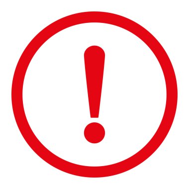 Ünlem işareti düz kırmızı yuvarlak renkli raster simgesi