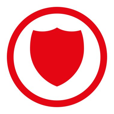 Kalkan düz kırmızı yuvarlak renkli raster simgesi