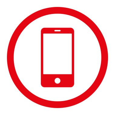 Smartphone düz kırmızı yuvarlak renkli raster simgesi