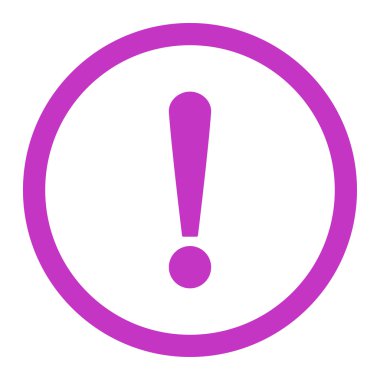 Ünlem işareti düz mor yuvarlak renkli raster