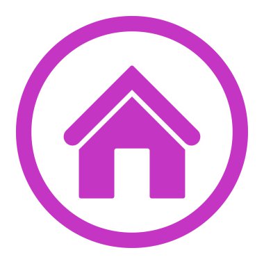 Ev düz menekşe renkli yuvarlak raster simgesini