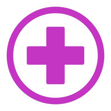 Artı düz menekşe renkli raster simgesi yuvarlak