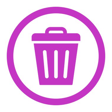 Çöp kutusu düz mor yuvarlak renkli raster simgesini